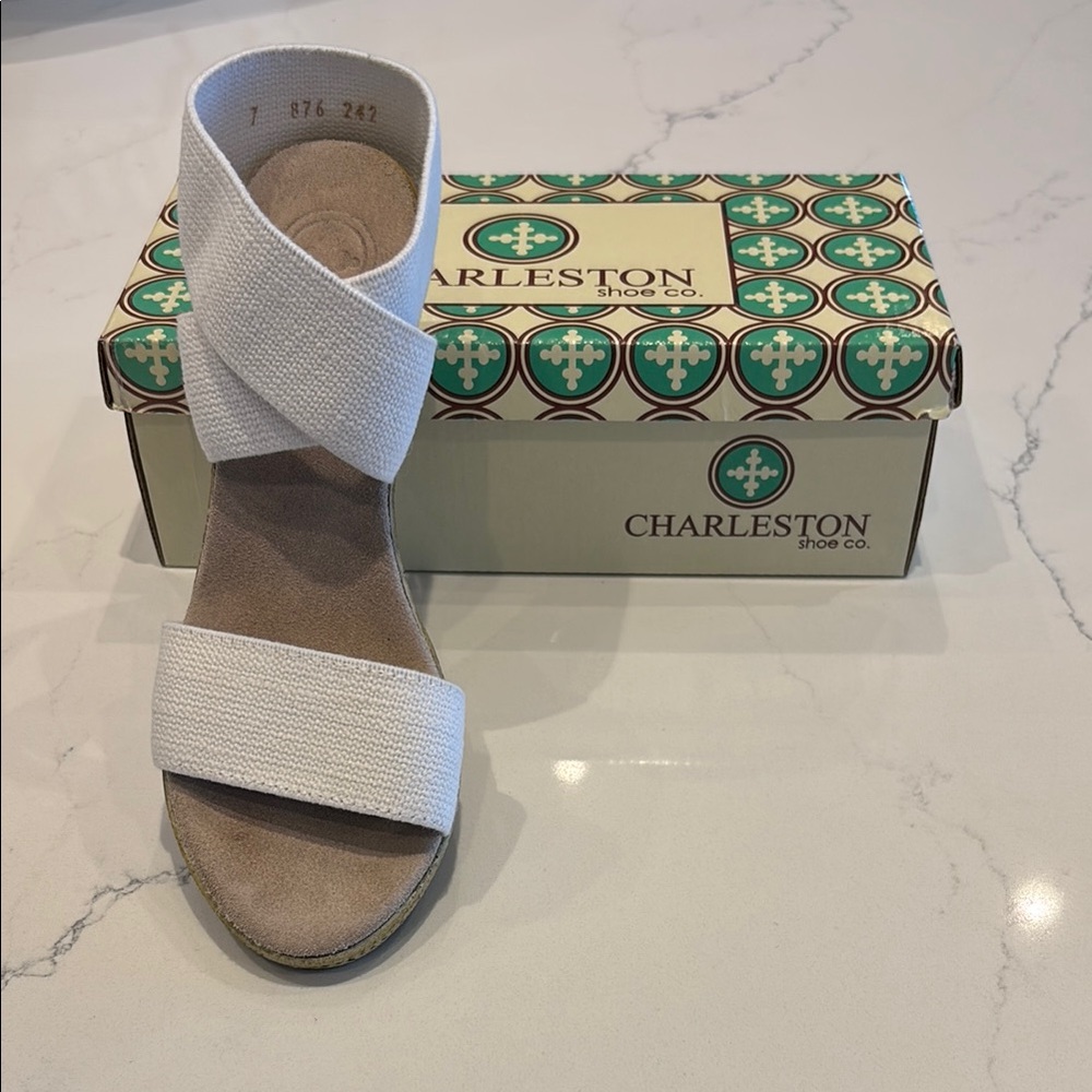 Charleston Shoe Co. Women's White Wedge Sandals